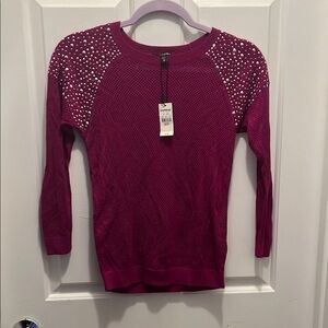 Women's Magenta Embellished Sweater Top
